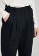 CHRISTIN Secondhand Pleated Pants Made of Organic Cotton - Dark Blue - XL