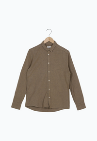 Second Hand Flanellhemd GBKENT aus Bio-Baumwolle mit Stehkragen - Beige / Grey (Melange) - S