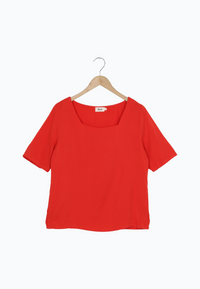 Second Hand Blusenshirt PAULINA aus TENCEL™ Lyocell - Lava Red (Tencel) - Lava Red - L