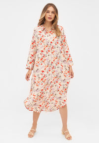 Second Hand Hemdblusenkleid MAGGIE aus LENZING™ ECOVERO™ - Lavender / Sage (Flowers) - L