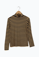Second hand turtleneck longsleeve VIDA made from TENCEL™ Lyocell - Blue / Camel (Stripes) - L