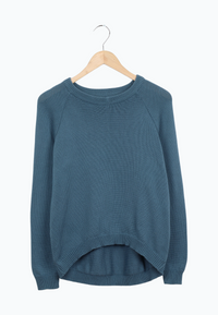 Second Hand Strickpullover ERICA aus Bio-Baumwolle - Teal Blue - S