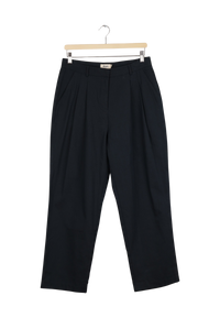 CHRISTIN Secondhand Pleated Pants Made of Organic Cotton - Dark Blue - XL