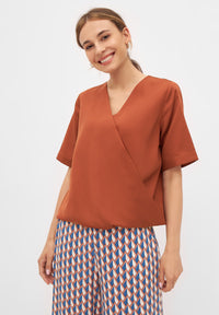 Givn Berlin Wickelbluse MISHA aus TENCEL™ REFIBRA™ Lyocell Blouse Terracotta (Refibra)