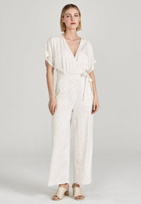 Second Hand Jumpsuit INGA aus LENZING™ ECOVERO™ - Clay / White (Flowers) - S