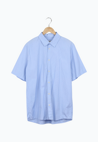 Second hand short sleeve shirt DYLAN made from organic cotton - Light Blue/White (Thin Stripes) - XXL