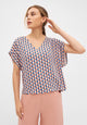 Second hand blouse shirt RUBY from LENZING™ ECOVERO™ - Terracotta / Blue (Geometric) - XL