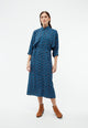 Secondhand Fitted Dress GBNATALINA made from LENZING™ ECOVERO™ with decorative pleats - Blue / Light Pink - S