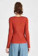Second Hand Henley-Longsleeve THEA aus Bio-Baumwolle - Rusty Orange - M