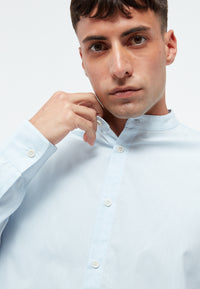 Givn Berlin Baumwollhemd GBWES mit Stehkragen Buttoned Shirt Ice Blue (Melange)