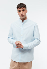 Givn Berlin Baumwollhemd GBWES mit Stehkragen Buttoned Shirt Ice Blue (Melange)