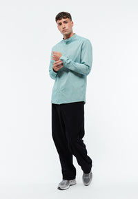 Givn Berlin Baumwollhemd GBWES mit Stehkragen Buttoned Shirt Malachite Green (Melange)