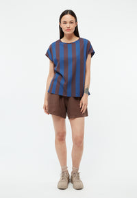 Givn Berlin Bluse GBFENNA aus LENZING™ ECOVERO™ Blouse Blazing Blue / Chocolate Brown (Stripes)