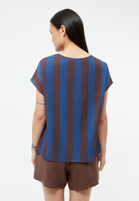 Givn Berlin Bluse GBFENNA aus LENZING™ ECOVERO™ Blouse Blazing Blue / Chocolate Brown (Stripes)