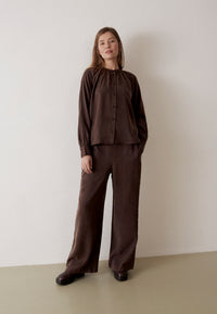 Givn Berlin Bluse GBSMILLA mit Puffärmeln aus TENCEL™ mit Peach-Effekt Blouse Coffee Brown (Tencel)