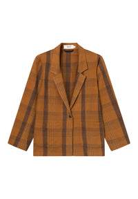 Givn Berlin Flanellblazer EDITH aus Bio-Baumwolle Blazer Brown / Blue / Oak (Checked)