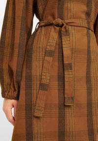 Givn Berlin Flanellkleid ALINE aus Bio-Baumwolle Dress Brown / Blue / Oak (Checked)