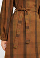 Givn Berlin Flanellkleid ALINE aus Bio-Baumwolle Dress Brown / Blue / Oak (Checked)