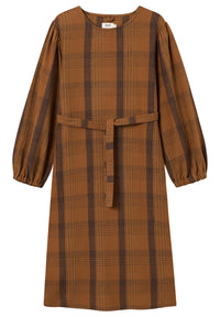 Givn Berlin Flanellkleid ALINE aus Bio-Baumwolle Dress Brown / Blue / Oak (Checked)