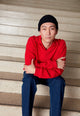 Givn Berlin Sweater GBBELA aus recycelter Baumwolle mit Kragen Sweater Racing Red