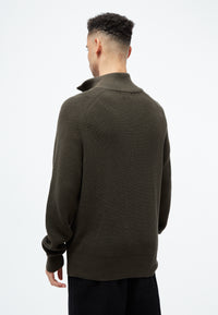 Givn Berlin Strick-Troyer GBFINNEGAN aus Bio-Baumwolle mit Reißverschluss Sweater Dark Olive