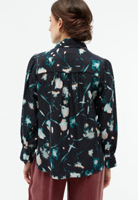 Givn Berlin Bluse GBKASIA aus Cupro (Bemberg™) mit Puffärmeln Blouse Black / Dark Teal (Flowers)