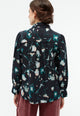 Givn Berlin Bluse GBKASIA aus Cupro (Bemberg™) mit Puffärmeln Blouse Black / Dark Teal (Flowers)