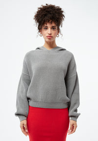 Givn Berlin Strickpullover GBMARIELLA relaxed Fit aus Bio-Baumwolle mit Kaputze Sweater Graphite Grey