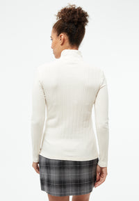 Givn Berlin Geripptes Longsleeve GBVIDA aus Bio-Baumwolle mit Rollkragen Longsleeve Off White