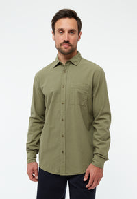 Givn Berlin Hemd GBYUVAL aus Bio-Baumwoll Seersucker Buttoned Shirt Faded Olive (Structure)