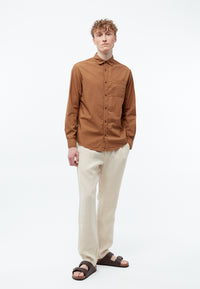 Givn Berlin Hemd GBYUVAL aus Bio-Baumwoll Seersucker Buttoned Shirt Pecan Brown (Structure)