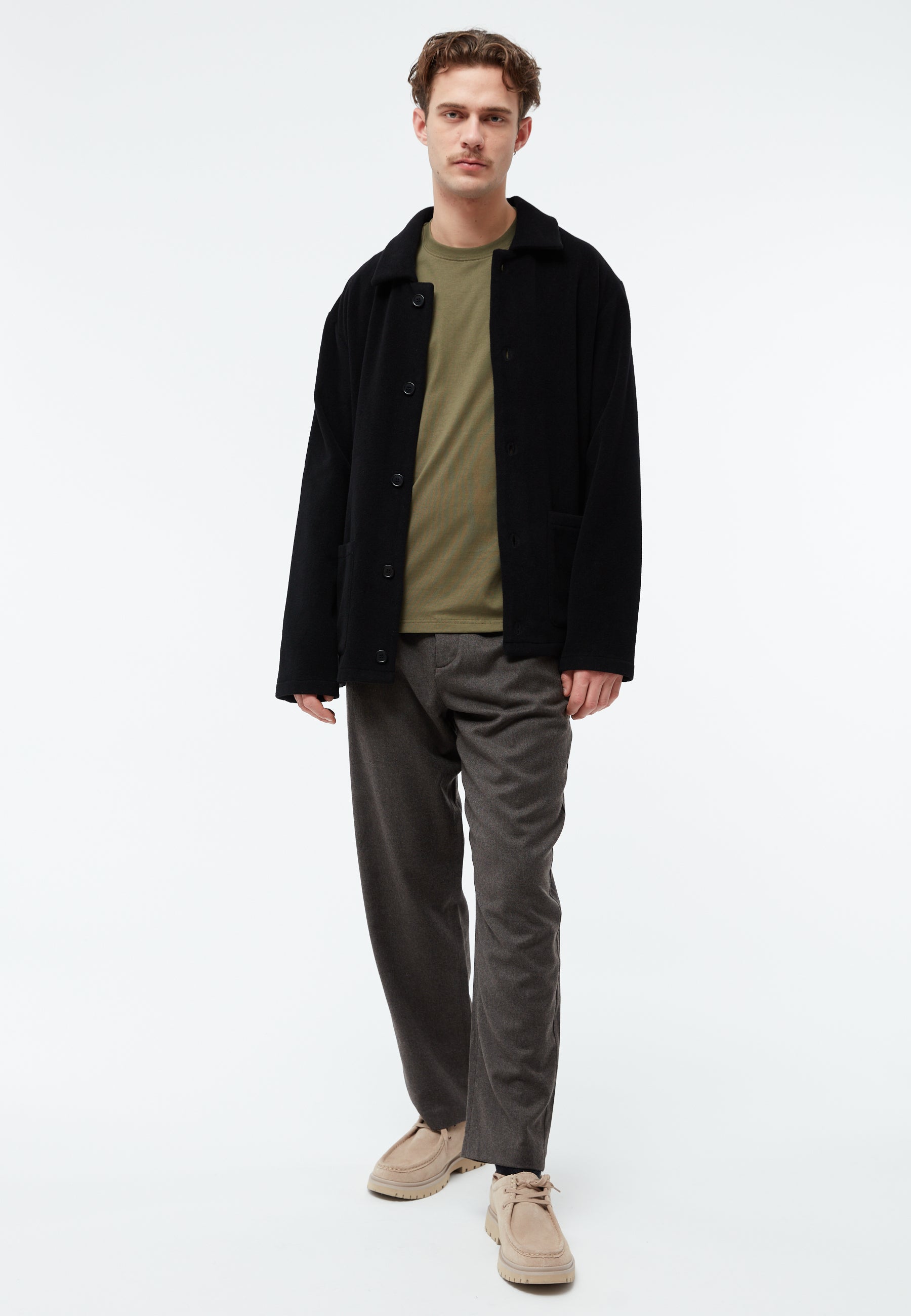 Givn Berlin Hose GBLORENZ aus Wolle mit Bundfalten Trousers Grey