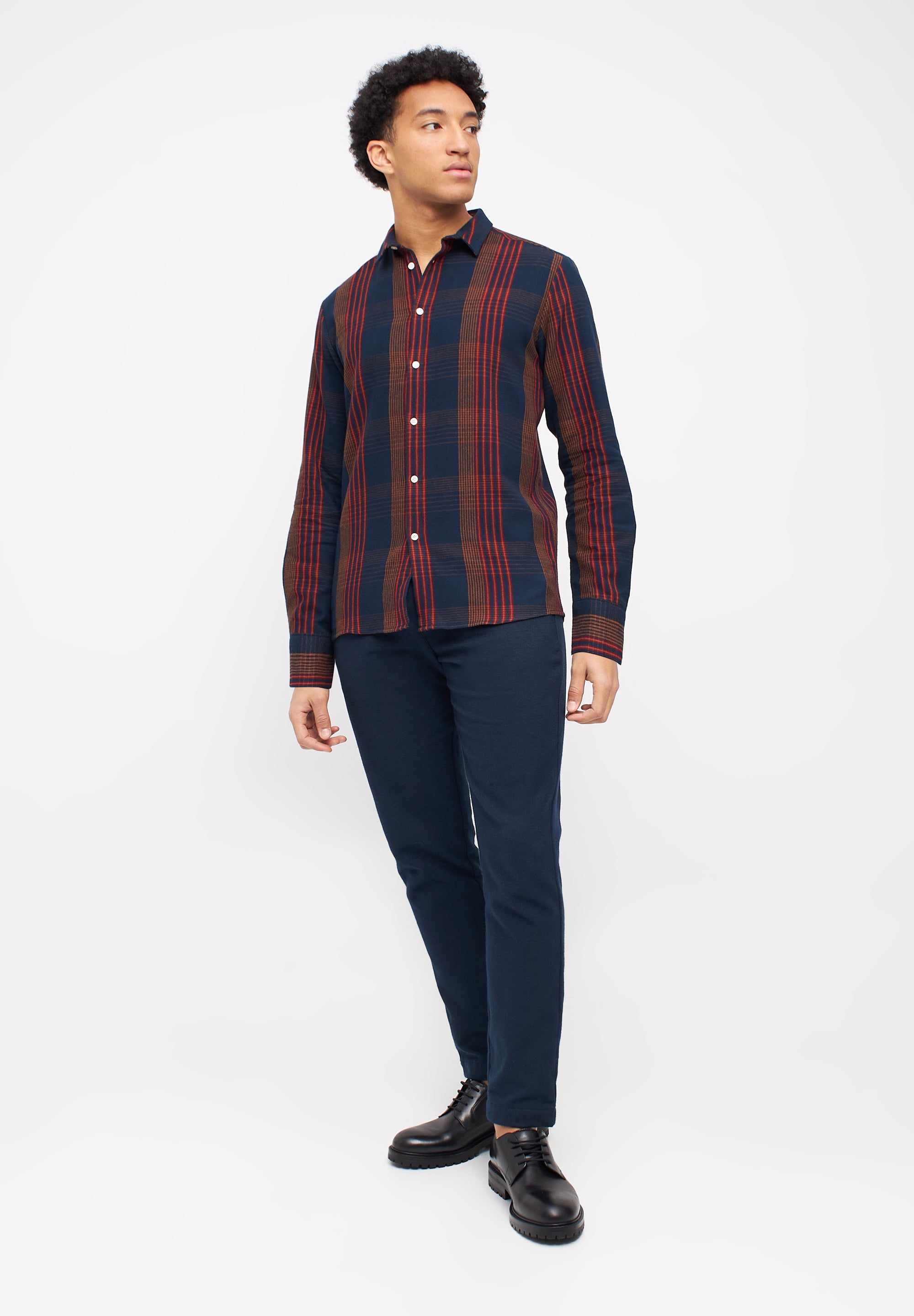 Givn Berlin Karo-Hemd KENT aus Bio-Baumwolle Buttoned Shirt Blue / Brown / Red (Checked)