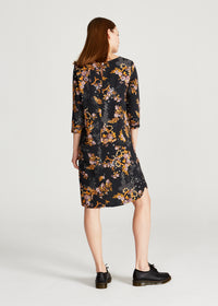 Dress FREYA from LENZING™ ECOVERO™ - Black / Yellow (Flowers)