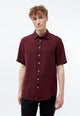 Givn Berlin Kurzarm-Hemd GBDYLAN regular aus Leinen Buttoned Shirt Burgundy (Linen)