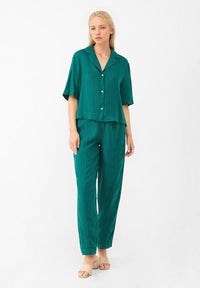 Givn Berlin Kurzarmbluse GBCAROL relaxed aus Leinen Blouse Malachite Green (Linen)