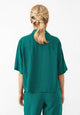 Givn Berlin Kurzarmbluse GBCAROL relaxed aus Leinen Blouse Malachite Green (Linen)
