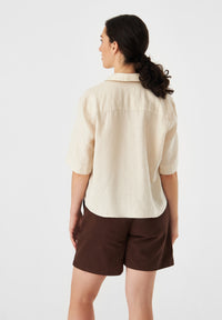 Givn Berlin Kurzarmbluse GBCAROL relaxed aus Leinen Blouse Beige (Linen)