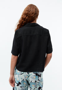 Givn Berlin Kurzarmbluse GBCAROL relaxed aus Leinen Blouse Black (Linen)