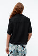 Givn Berlin Kurzarmbluse GBCAROL relaxed aus Leinen Blouse Black (Linen)
