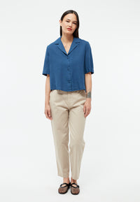 Givn Berlin Kurzarmbluse GBCAROL relaxed aus Leinen Blouse Blazing Blue (Linen)