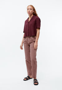 Givn Berlin Kurzarmbluse GBCAROL relaxed aus Leinen Blouse Burgundy (Linen)