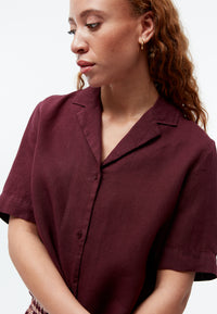 Givn Berlin Kurzarmbluse GBCAROL relaxed aus Leinen Blouse Burgundy (Linen)
