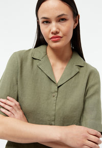 Givn Berlin Kurzarmbluse GBCAROL relaxed aus Leinen Blouse Faded Olive (Linen)