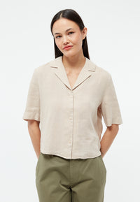 Givn Berlin Kurzarmbluse GBCAROL relaxed aus Leinen Blouse Oat Beige (Linen)