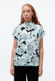 Givn Berlin Kurzarmbluse GBLETIZIA mit Stehkragen aus TENCEL™ mit Peach-Effekt Blouse Gentle Blue (Dreamy Florals)