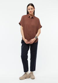 Givn Berlin Kurzarmbluse GBSARAH aus LENZING™ ECOVERO™ Blouse Chocolate Brown