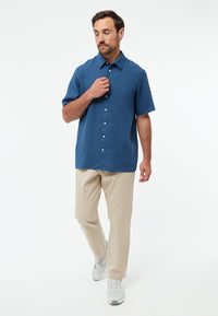 Givn Berlin Kurzarmhemd GBKODA aus Leinen Buttoned Shirt Blazing Blue (Linen)