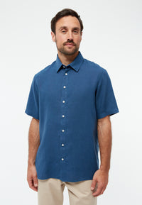 Givn Berlin Kurzarmhemd GBKODA aus Leinen Buttoned Shirt Blazing Blue (Linen)
