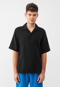 Givn Berlin Bowling-Shirt GBLUCA relaxed aus Bio-Baumwoll Musselin Buttoned Shirt Black (Musselin)